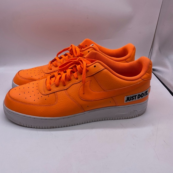 Nike Air Force 1 AF1 Mens 18 Low Top Sneakers Total Orange Neon BQ5360-800 - Picture 6 of 12